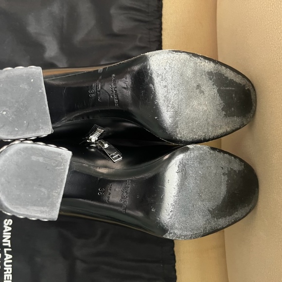 Saint Laurent Leather Studded Accent Boots - Picture 4 of 4